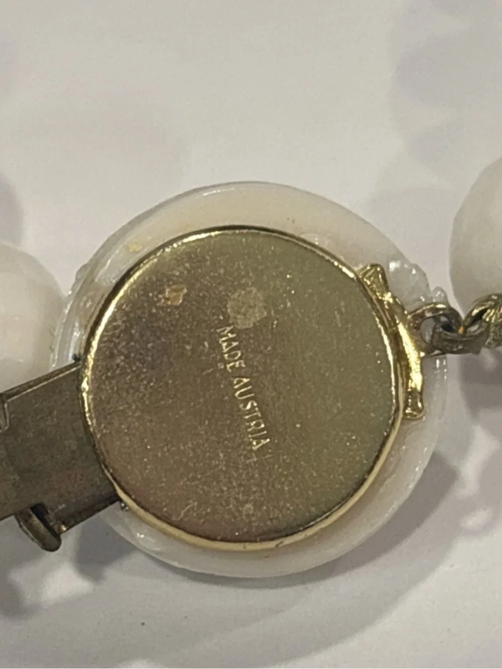 Vintage Made in Austria Iridescent White Beaded Necklace‎ 24” Faceted AB Finish